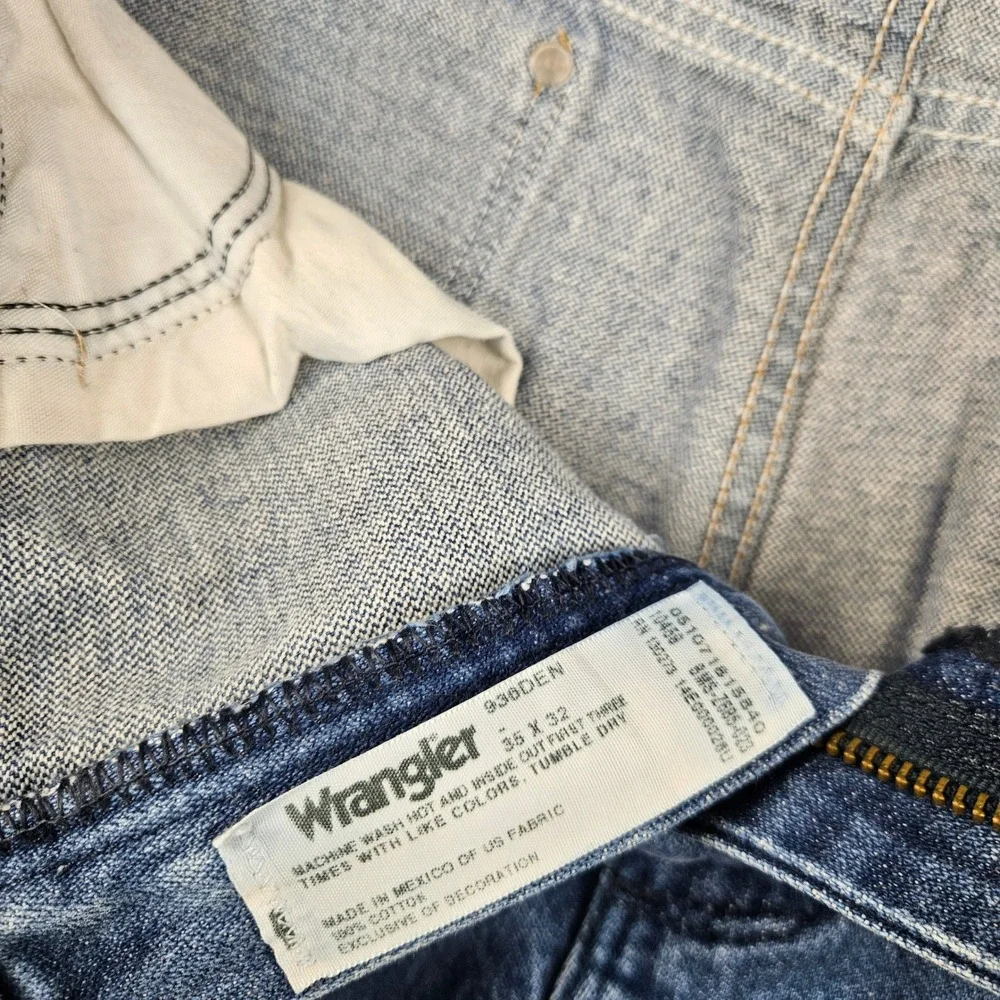 Wrangler 936DEN Cowboy Cut Slim Fit Frayed Hem Jeans Blue Denim 35x27